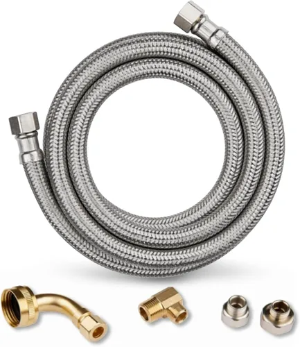 Paquete de 1 manguera Niikappu de acero inoxidable para lavavajillas de 6 pies con conexión de compresión, kit de instalación para lavavajillas
