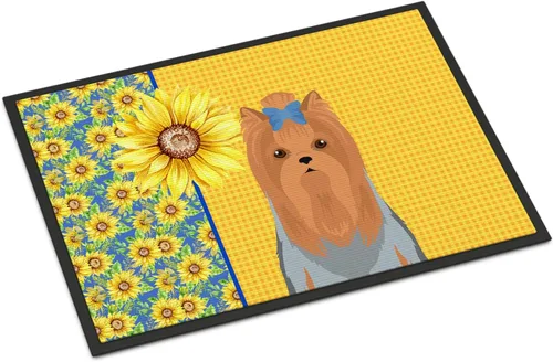 Miniatura 122 de Caroline's Treasures WDK5313MAT Airedale Terrier - Tapete para puerta delantera de 18 x 27 pulgadas, diseño de girasoles de verano, para entrada