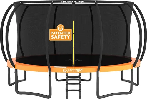 Miniatura 41 de Jumpzylla - Cama elástica recreativa para niños, con red de seguridad, escalera y revestimiento antioxidante, de 8, 10, 12, 14, 15 y 16 pies