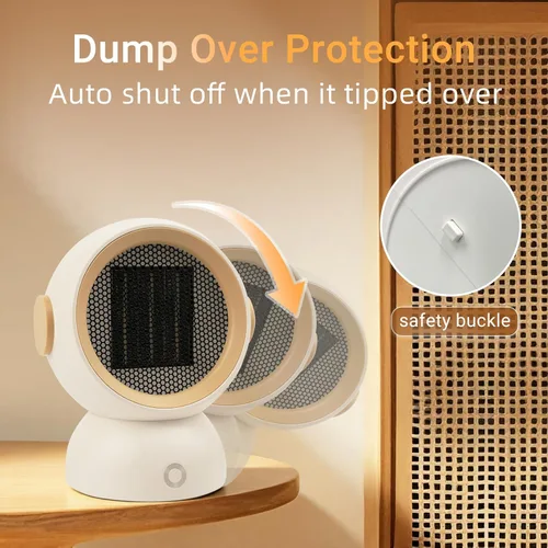 Miniatura 3 de Calentador de espacio, calentadores eléctricos portátiles para habitación pequeña, para uso en interiores, dos velocidades, 1200 W, mini Blanco