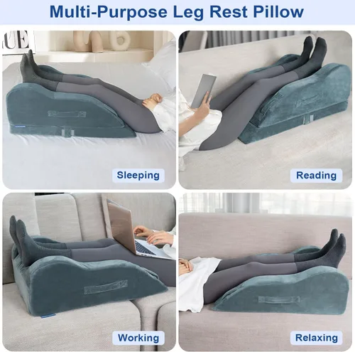 Miniatura 8 de KingPavonini Adjustable Leg Elevation Pillows for After Surgery, Ergonomic Curve Keeps Knee Straight, Memory Foam Leg Pillow Elevation for Blood