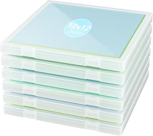 Miniatura 8 de Denkee Almacenamiento de papel de 12 x 12, paquete de 4 organizadores de papel para álbumes de recortes, caja organizadora de manualidades