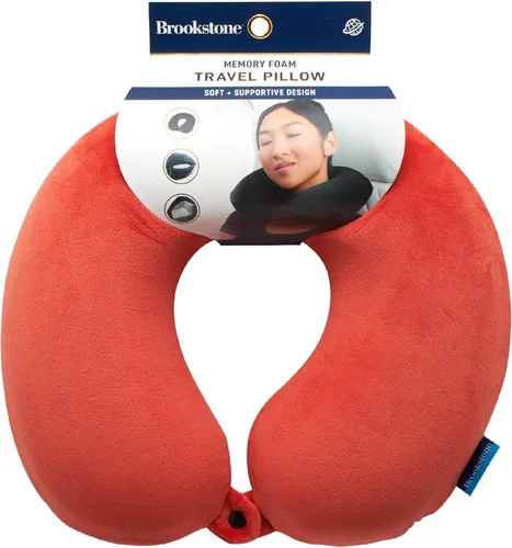Miniatura 10 de Brookstone Almohada de viaje para el cuello - Funda de forro polar ligera en forma de U rellenable con espuma viscoelástica para viajes y soporte