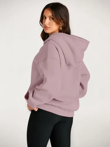 Miniatura 4 de Trendy Queen - Sudaderas extragrandes con capucha para mujer, suéteres de manga larga, sin botones, de vellón, de otoño, ropa de invierno