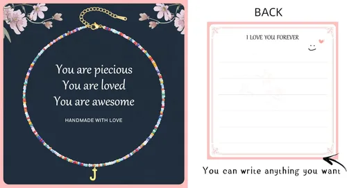 Miniatura 4 de Collares con iniciales de cuentas coloridas para niñas, adolescentes, regalos hechos a mano, personalizados, de acero inoxidable chapado en oro