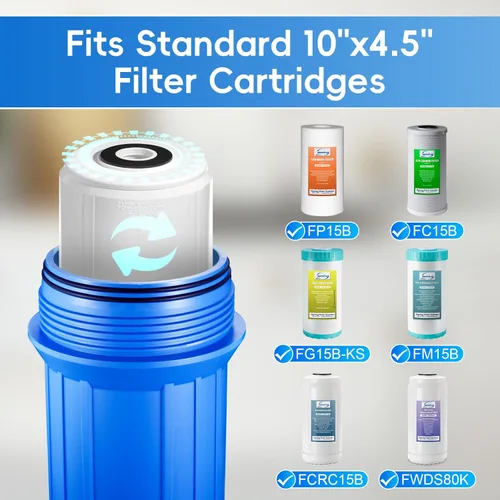 Miniatura 4 de iSpring HB18B - Carcasa de filtro de agua para toda la casa, carcasa universal de 10 x 4.5 pulgadas para filtración de agua en todo el hogar