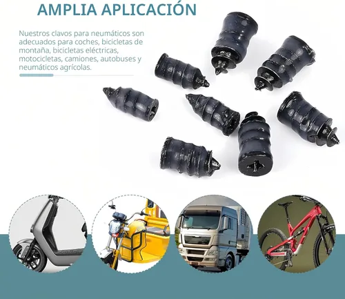 Miniatura 7 de 60 clavos de goma para reparación de neumáticos, kits de reparación de neumáticos al vacío, tornillos de goma en espiral, herramienta