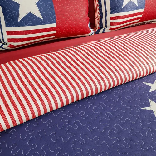Miniatura 2 de BH - Juego de edredón y cama de 3 piezas, microfibra de poliéster hipoalergénica, estampado de bandera patriótica de Estados Unidos, manta