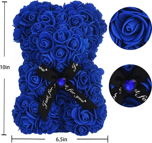 Miniatura 2 de Oso de peluche hecho de rosas, regalo para mujer, regalo para madre, hecho a mano, con tira de luces, con caja de regalo, para regalo de cumpleaños