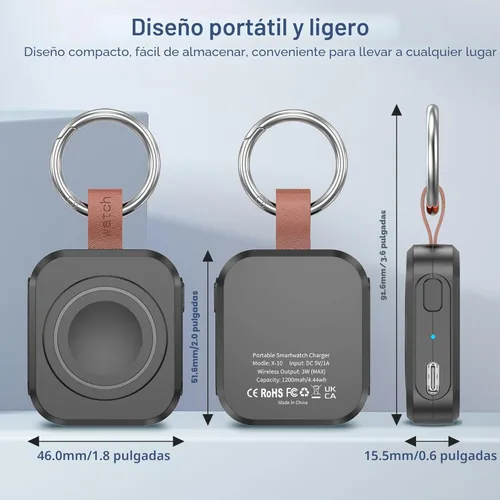 Miniatura 5 de para Cargador de Samsung Galaxy Watch, Cargador Portátil de 1200 mAh para Samsung Galaxy Watch 8/8 Classic/7/Ultra/6/6 Classic/5/5 Pro/4/3, Active