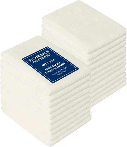Miniatura 14 de ROYALE LINENS Paquete de 12 toallas de cocina blancas de 33 x 38 pulgadas, 100 % algodón, a prueba de pan, colado de queso, hornear, limpieza, Blanco