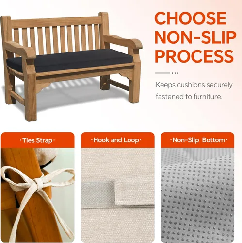 Miniatura 3 de Focuprodu Cojín de banco personalizado, cojines de muebles de patio de tamaño personalizado vienen con correas, cojín de asiento de ventana funda