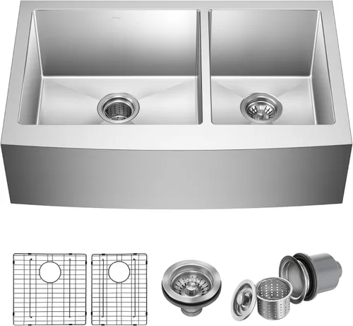 Miniatura 10 de Kraus Standart Pro - Fregadero de cocina de 30 pulgadas con delantal de estilo granja, calibre 16, de un solo tazón, de acero inoxidable, KHF200-30