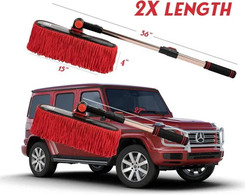 Miniatura 2 de Plumero para Auto Exterior Sin Rayones, Kit de Cepillo Suave para Auto para Camión, SUV, RV y Motocicleta, Pelo de Algodón Encerado, Plumeros