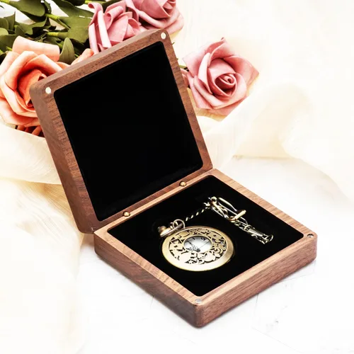 Miniatura 6 de COSISO Caja de regalo de reloj de bolsillo de madera de nogal, portátil, de un solo bolsillo, organizador de viaje para hombres y mujeres