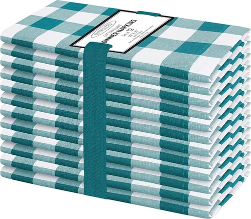 Miniatura 16 de Cotton Clinic Servilletas de tela 100% algodón, grandes, 20 x 20 pulgadas, juego de 4 servilletas de mesa a cuadros a cuadros – Servilletas de mesa