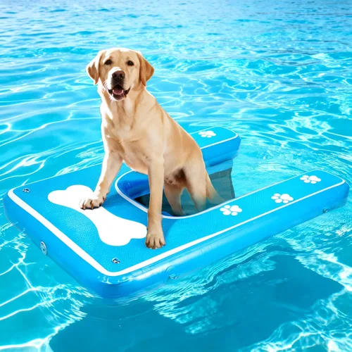 Miniatura 10 de Rampa inflable para barcos para perros de 48 x 32 pulgadas, rampa inflable para barcos y rampas de piscina para perros, rampa antideslizante