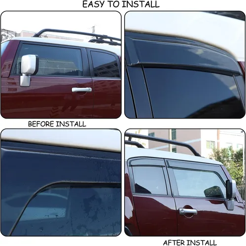 Miniatura 7 de Visera de protección contra la lluvia para ventana todoterreno, deflector, deflector, visera de puerta, ajuste para Toyot@ FJ Cruiser 2004-2021 SUV