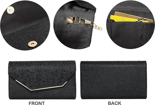 Miniatura 4 de MUDUO Monederos de mano con diamantes de imitación para mujer, monederos y bolsos formales de boda, fiesta, graduación, bolsas de dinero, regalo