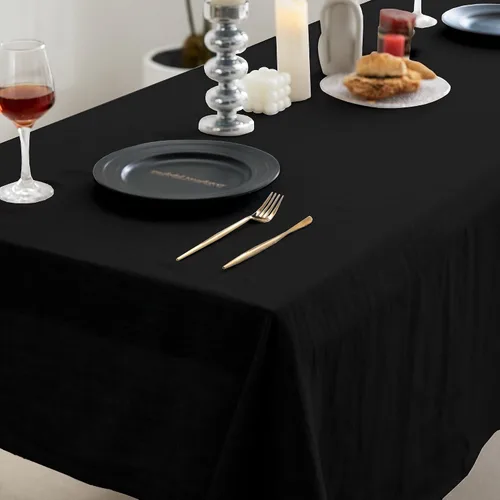 Miniatura 4 de EVERLY 100% Pure Linen Rectangle Tablecloths 60x84Inches for Dining,Buffet Parties,Picnic,Events,Weddings and Restaurants,Decorative Black