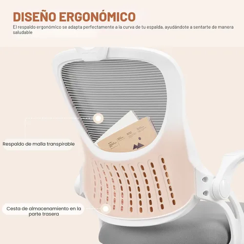 Miniatura 3 de Sweetcrispy Silla de Oficina para Hogar, Silla de Escritorio Ergonómica de Malla con Respaldo Alto, Sillas de Computadora Giratorias con Ruedas