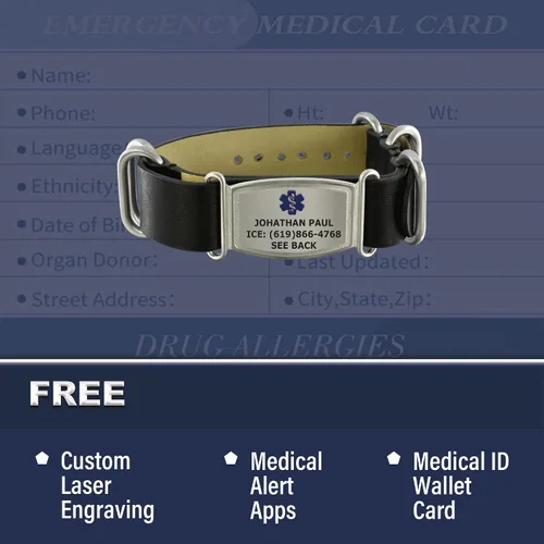 Miniatura 4 de Divoti Pulseras de cuero de grano superior NATO para identificación médica estilo no conocido