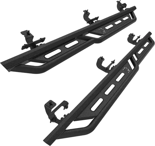 Miniatura 9 de RYNOSKIN - Estribos laterales para 2018-2025 Jeep Wrangler JL 2 puertas, pasos de roca resistentes, estribos laterales SUV de acero, barras Nerf