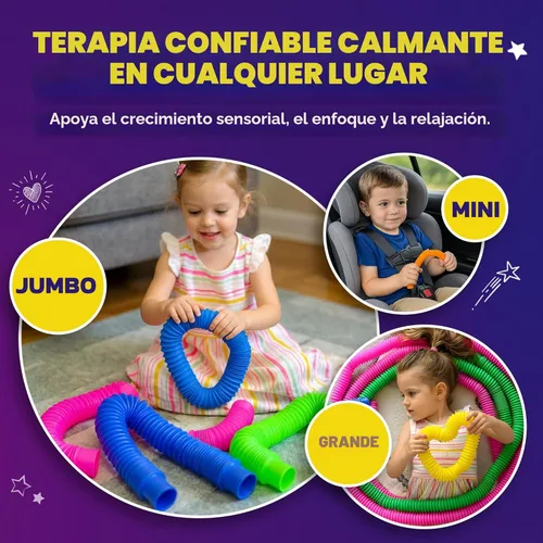 Miniatura 6 de Nutty Toys Tubos Pop Jumbo - Juguetes Sensoriales XL para Niños de 5+ - Creatividad y Diversión Sin Fin Paquete de 8 - ¡Conecta y Pop! Mejor