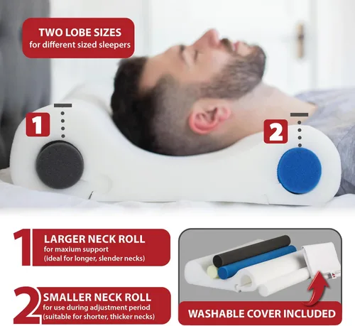Miniatura 5 de Core Products Almohada cervical de doble núcleo seleccionada, soporte ortopédico para el cuello con 4 rollos ajustables para aliviar el dolor