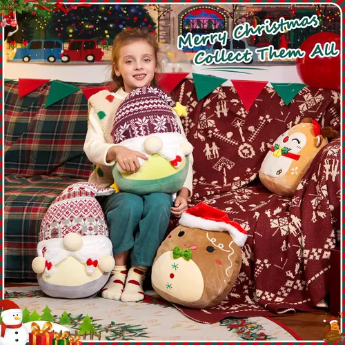 Miniatura 3 de WEWILL Almohada de felpa suave de gnomo de Navidad de 12 pulgadas, animal de peluche para niños pequeños, niños y niñas pequeños (gris)