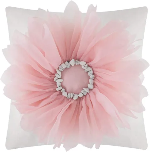 Miniatura 10 de OiseauVoler Almohada decorativa hecha a mano de lujo, cojín redondo de flores 3D con inserto para sofá, dormitorio, decoración del hogar, 14