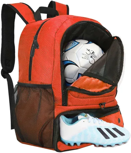 Miniatura 9 de Bolsa de fútbol, mochila de baloncesto, bolsa de equipo deportivo con compartimento para zapatos que sostiene zapatillas, casco, baloncesto, fútbol