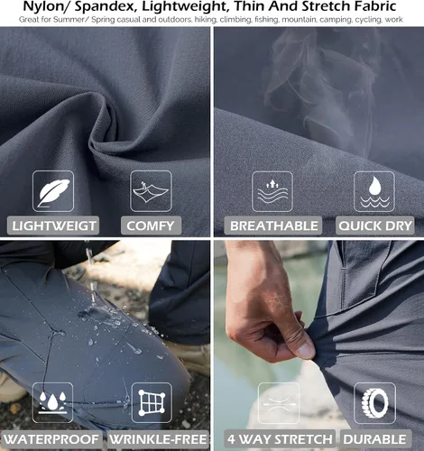 Miniatura 6 de ReFire Gear Pantalones tácticos de secado rápido para hombre, pantalones cargo ligeros de verano para senderismo al aire libre