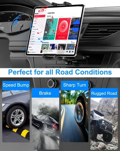 Miniatura 5 de Soporte para tablet de automóvil, ranura para CD, brazo ajustable en altura, soporte para tableta para reproductor de CD de automóvil, abrazadera