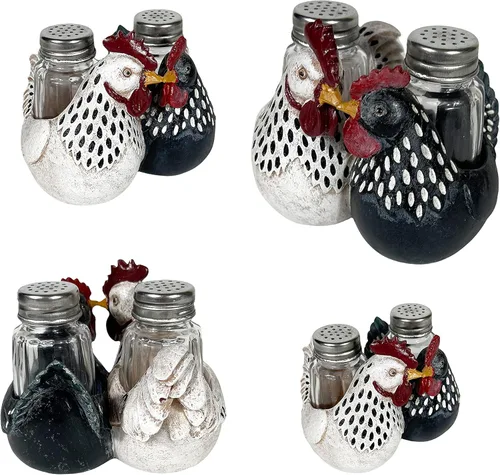Miniatura 4 de Urbalabs Country Chicken Double Chickens Salero y Pimentero Caddy Country Farmhouse Mesa de comedor de cocina Decoración de mostrador de cocina