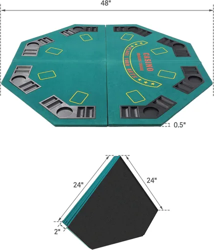 Miniatura 5 de Cubrecartas de póquer plegable de 48 pulgadas, tapete de mesa de póquer portátil para 8 jugadores con soporte para tazas y bolsa de transporte