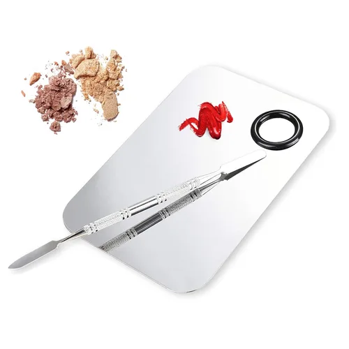 Miniatura 8 de ALIOBC Paleta de Mezcla de Maquillaje, Paleta de Base de Metal de Acero Inoxidable Mejorada con Espátula Herramienta de Artista para Mezclar Base