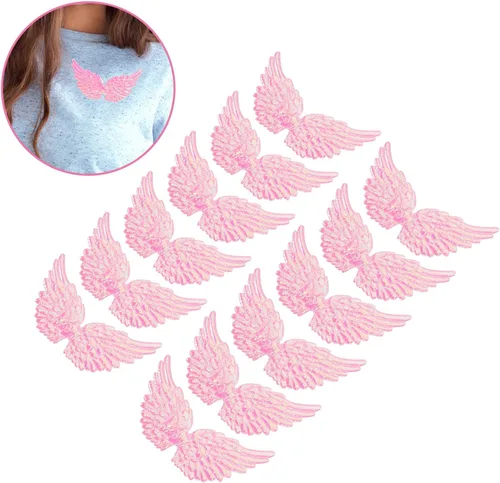 Miniatura 8 de FUOYLOO Parches bordados con alas de ángel, apliques para decoración de manualidades, parches para coser ropa, mini alas rosas para reparar ropa