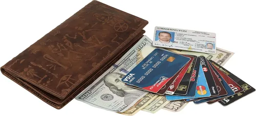 Miniatura 4 de Mou Meraki Cartera larga plegable de piel auténtica para hombre con bloqueo RFID