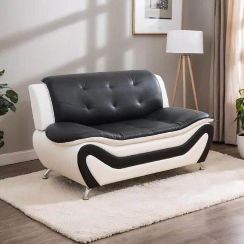 Miniatura 12 de Juego de muebles de sala de estar de 3 piezas, juego de sofá de piel sintética, juego de sofá blanco y negro para el hogar, apartamento, oficina