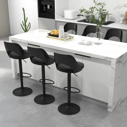Miniatura 10 de civama Juego de 2 taburetes de bar para encimera de cocina, altura del asiento ajustable de 25 a 33 pulgadas, sillas de isla giratorias tapizadas