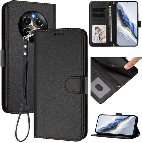 Funda abatible compatible con Realme P1 Pro, compatible con Realme 12 Pro 5G / 12 Pro Plus 5G 【Correa con cordón】【Cartera con ranura para