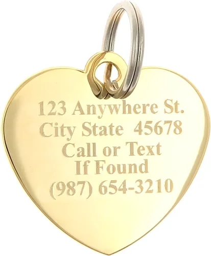 Miniatura 2 de Etiqueta de identificación de joyería de mascotas con diamantes de imitación de corazón medio chapados en oro personalizado grabado personalizado