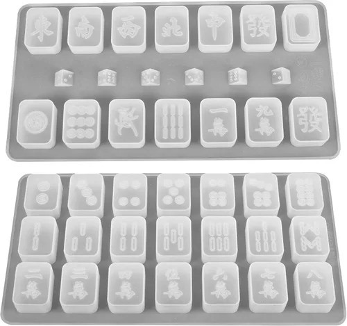 EXCEART Mahjong and Dice - Juego de 2 moldes de fundición de resina epoxi para hacer joyas, colgantes, accesorios de manualidades, 11.02 x 5.70 x