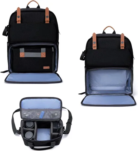 Miniatura 4 de MOSISO Mochila para cámara de 17.3 pulgadas, DSLR/SLR/Funda sin espejo con compartimento para laptop y bolsa de inserción de fotografía incorporada