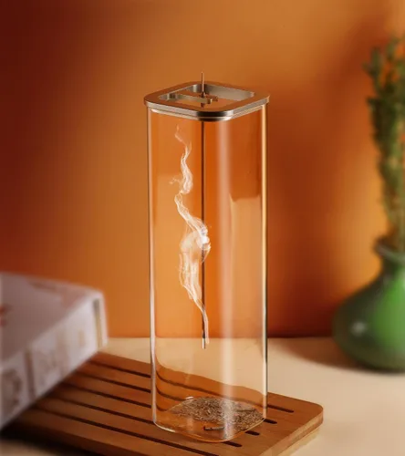Miniatura 3 de Insence-Stick Soporte [anti-cenizas], moderno soporte para quemador de incienso con colector de cenizas de vidrio extraíble, para decoración