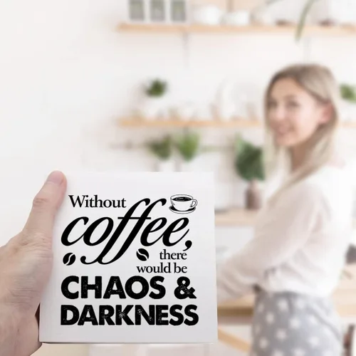Miniatura 6 de Cartel de madera con texto en inglés "Funny Without Coffee Chaos", letrero rústico de madera de café para el hogar, cocina, oficina, cafetería, bar