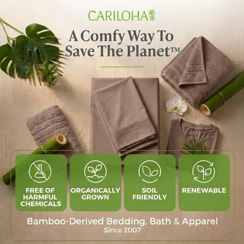 Miniatura 9 de Cariloha Set de sábanas clásico de 4 piezas Ropa de cama de playa King Material de viscosa Extra suave, refrescante para personas que