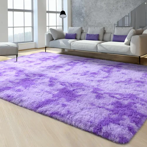 Miniatura 102 de FlyDOIT Alfombras Grandes para Sala de Estar, 5x8 Pies Alfombra Shaggy Teñida con Tie-Dye Gris Oscuro, Alfombras Mullidas Tipo Manta, Alfombras