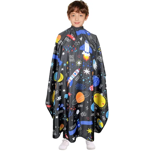 Miniatura 8 de Pelocapa Capas de corte de cabello para niños, impermeables, capas de champú para niños y niñas, 39 x 51 pulgadas (vehículo de construcción)